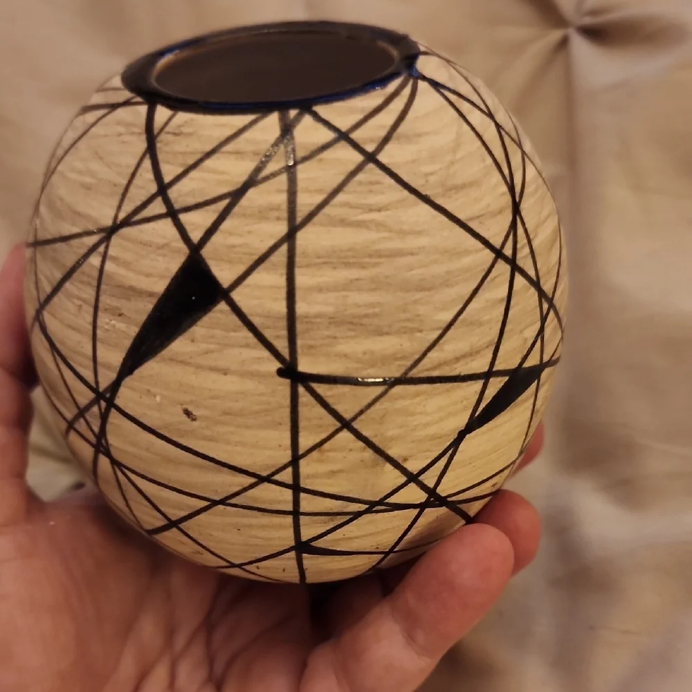Classic Black and Cream Abstract Vase Made In Ukraine‎